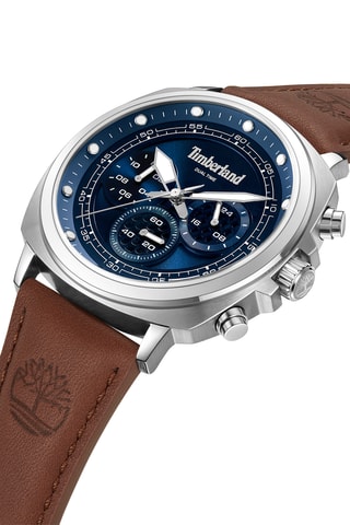 Leren Quartz Horloge - GMT-functie - Bruin en Zilverkleurig