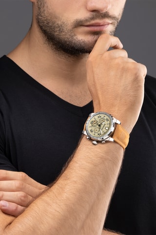 Montre à quartz - Beige et argenté