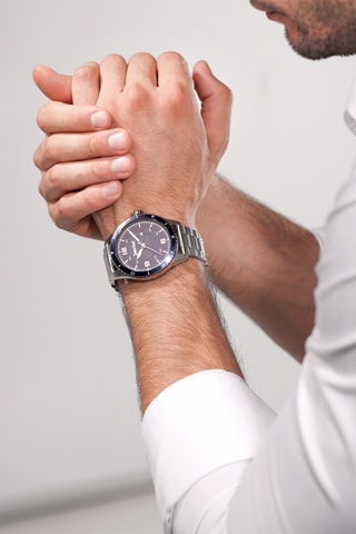 Stalen Quartz Horloge - Zilverkleurig en Blauw