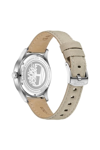 Canvas Quartz Horloge - Beige en Zilverkleurig