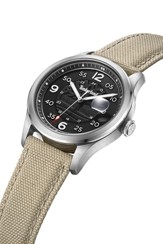 Canvas Quartz Horloge - Beige en Zilverkleurig