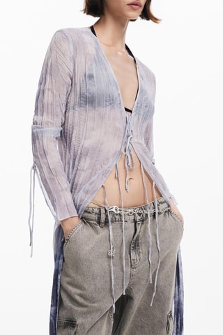 Gilet long regular - Violet et bleu foncé