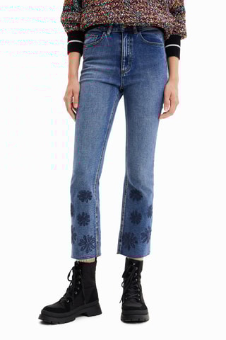 Jean flare 7/8 taille haute - Bleu