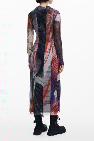 Robe longue - Kaki et rouge