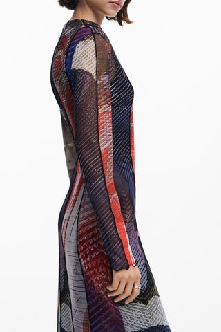 Robe longue - Kaki et rouge