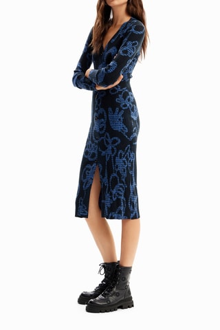 Robe chemise - Noir et bleu