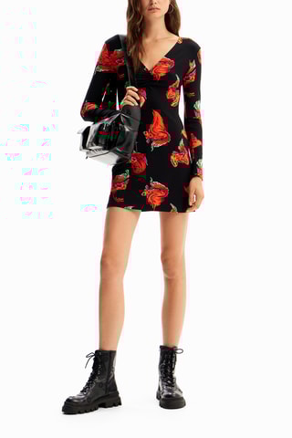 Robe droite - Noir et rouge