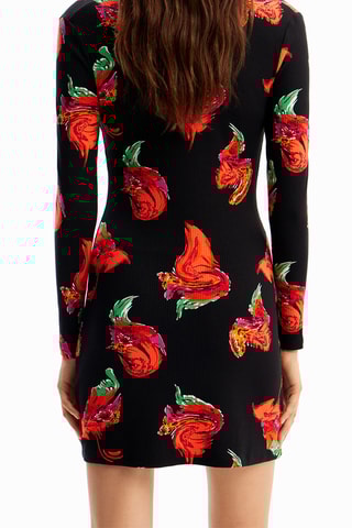 Robe droite - Noir et rouge