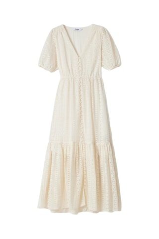 Robe chemise en dentelle - Ecru