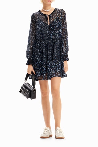 Robe trapèze - Noir et bleu