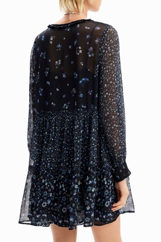 Robe trapèze - Noir et bleu