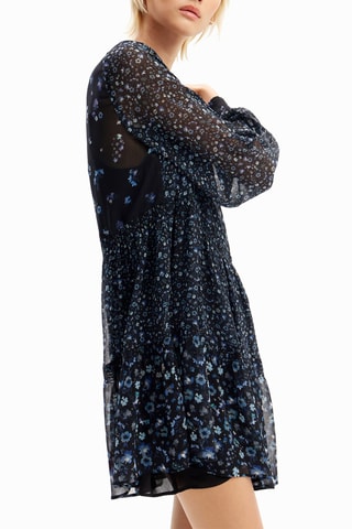 Robe trapèze - Noir et bleu