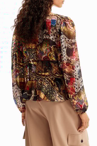 Chemisier regular - Marron et rouge