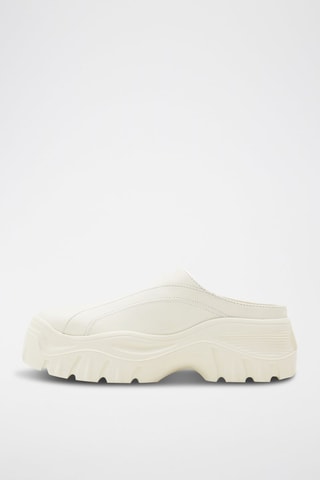 Mules plateformes en cuir - Crème