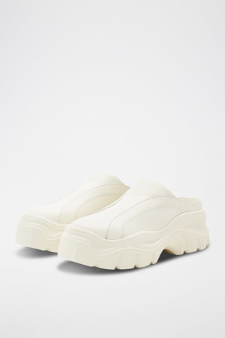 Mules plateformes en cuir - Crème