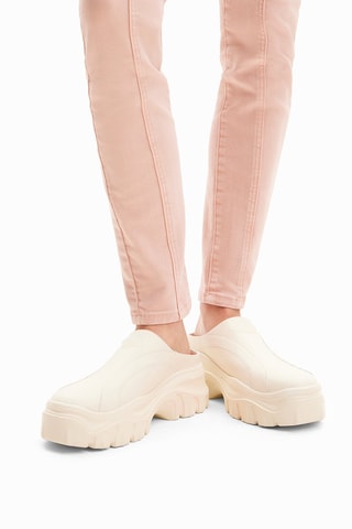 Mules plateformes en cuir - Crème