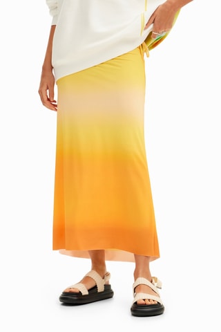 Jupe longue dip and dye - Orange