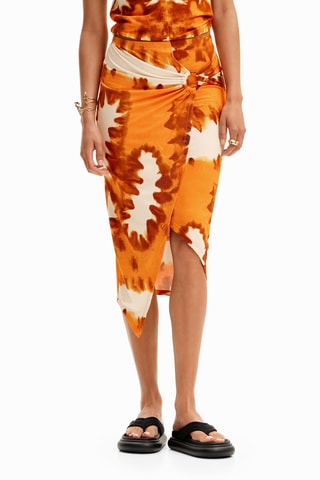 Jupe portefeuille tie and dye - Orange