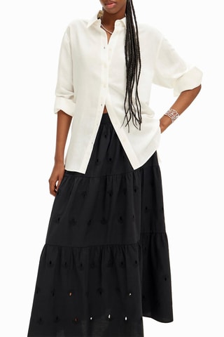 Jupe longue en broderie anglaise - Noir