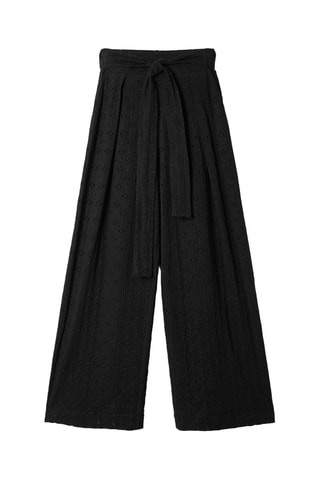 Pantalon taille haute en broderie anglaise - Noir