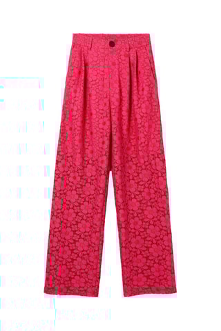 Pantalon droit en dentelle - Fuchsia