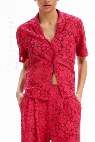 Pantalon droit en dentelle - Fuchsia