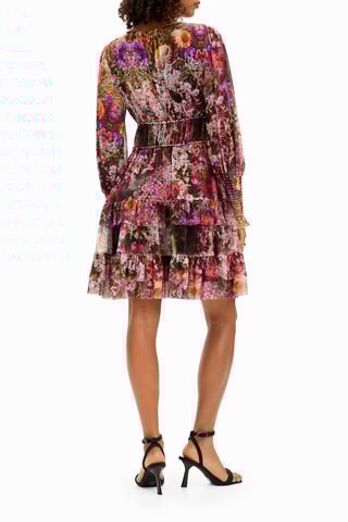 Robe volantée - Rose et jaune