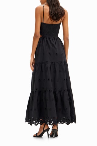 Robe longue en broderie anglaise - Noir