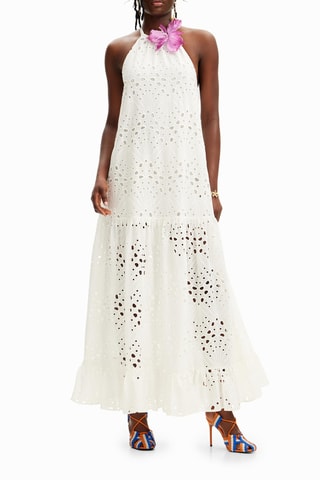 Robe longue en broderie anglaise - Blanc