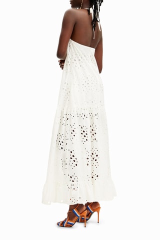 Robe longue en broderie anglaise - Blanc