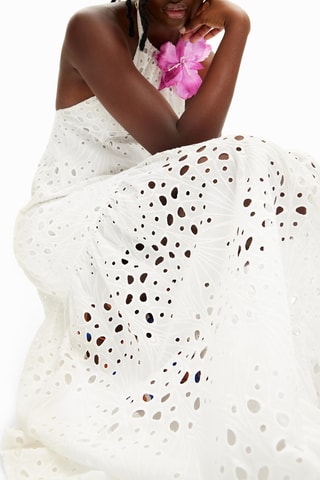 Robe longue en broderie anglaise - Blanc