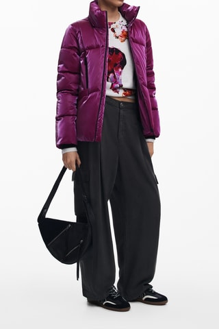 Doudoune regular à capuche - Violet