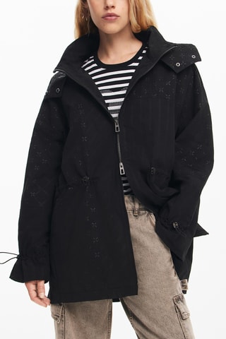 Veste regular à capuche - Noir