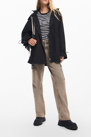 Veste regular à capuche - Noir