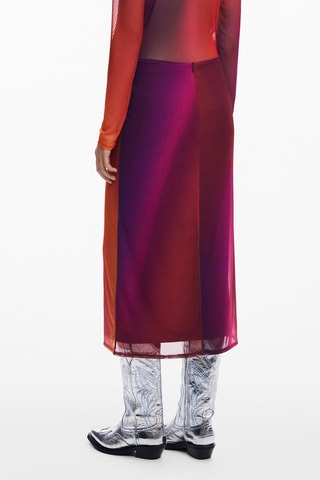 Jupe midi dip and dye - Dégradé rouge