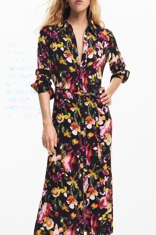 Robe chemise - Noir et jaune