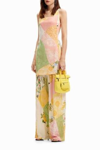 Robe droite - Jaune et rose