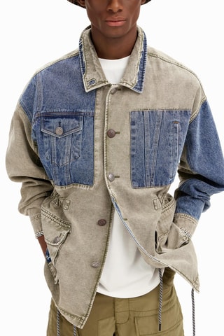 Parka en jean - Kaki et bleu