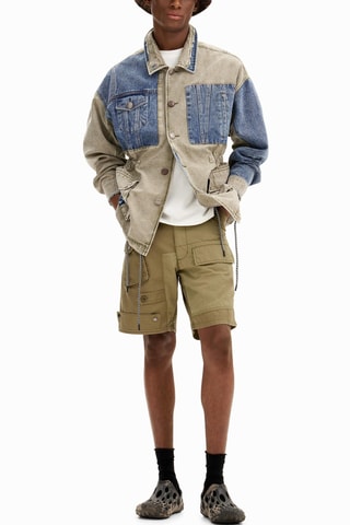 Parka en jean - Kaki et bleu