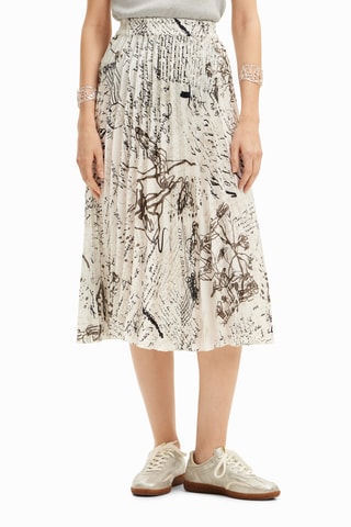 Jupe plissée taille haute - Blanc