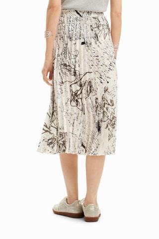 Jupe plissée taille haute - Blanc