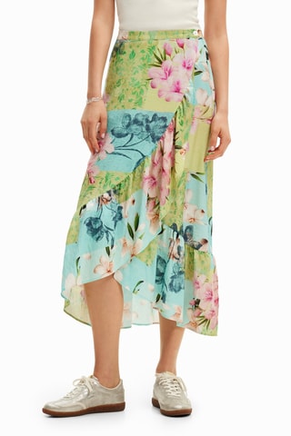 Jupe portefeuille taille haute - Vert