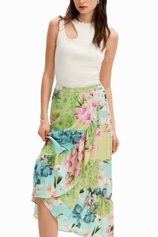 Jupe portefeuille taille haute - Vert