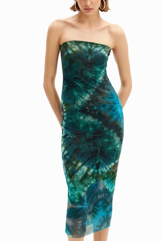 Robe bustier tie and dye - Vert foncé