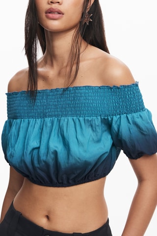Crop top dip and dye - Turquoise et bleu marine