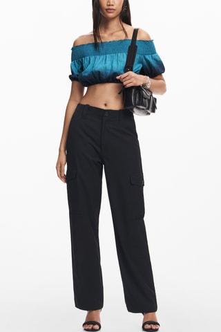 Crop top dip and dye - Turquoise et bleu marine
