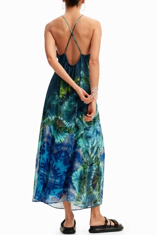 Robe longue tie and dye - Turquoise et bleu marine