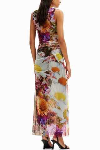 Robe longue - Marron foncé et jaune