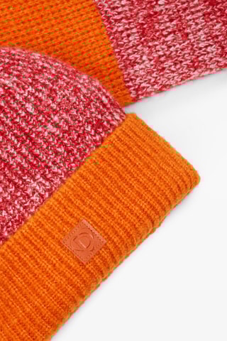 Bonnet et écharpe - Orange et rouge chiné