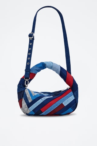 Sac à main en jean - Bleu roi et rouge